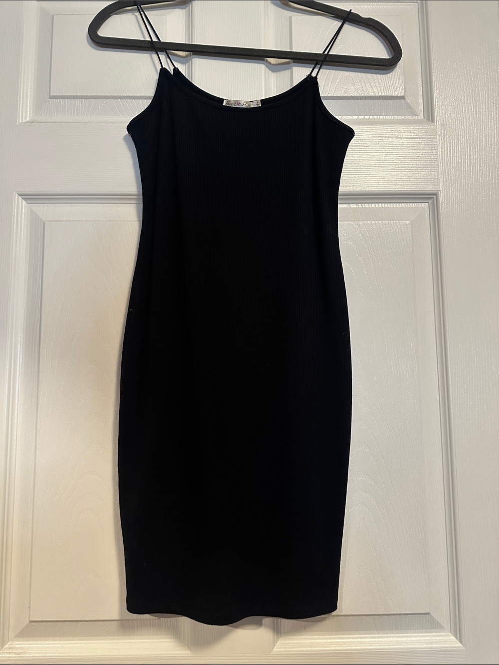 Classic Black Spaghetti-Strap Bodycon Dress SMALL